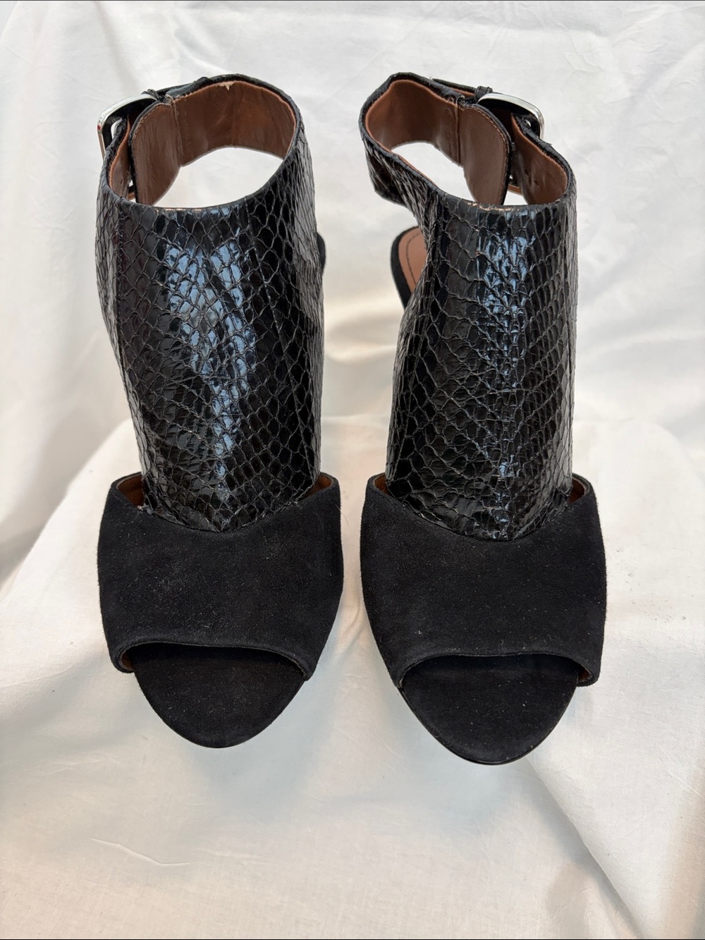 Donald J. Pliner Black Textured Leather & Suede Slingback Mules